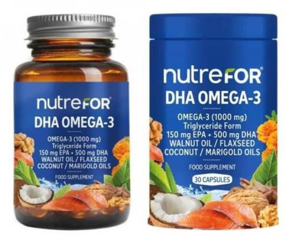 Nutrefor DHA Omega-3 1000mg 30 Kapsül | Balık Yağı ve Bitkisel Yağlar