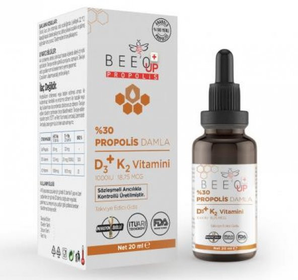 Beeo'Up Propolis %30 Propolis Vitamin D3+K2 Damla 20ml - 1