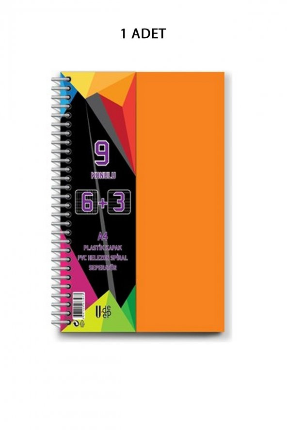 Spiralli Pp Kapak 6+3 225 Yaprak 9 Ayraçlı Defter