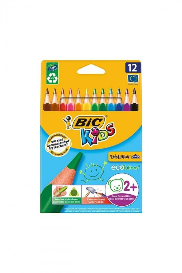 Bic Evolution Üçgen Jumbo Kuru Boya Kalemi 12`li