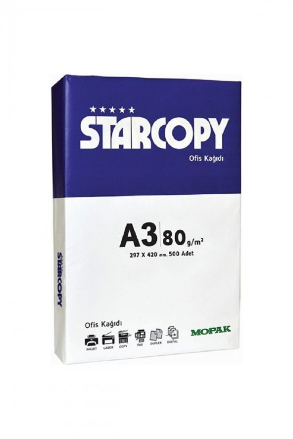 Starcopy () A3 Fotokopi Kağıdı 500 Yaprak 80 Gram