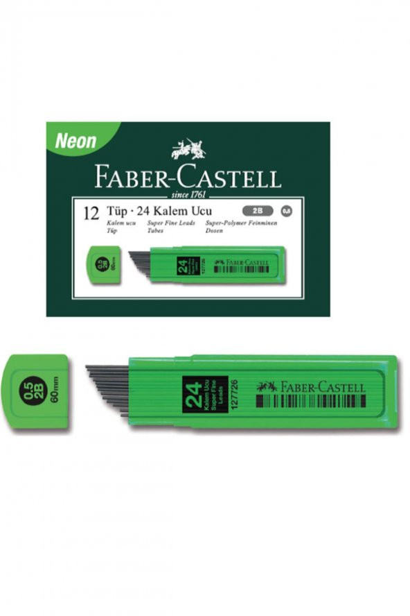 Faber-castell Min Renkli Tüp 2b 0.5 60 Mm Yeşil Versatil Kalem Ucu 12 75 04 (12 Tüp)