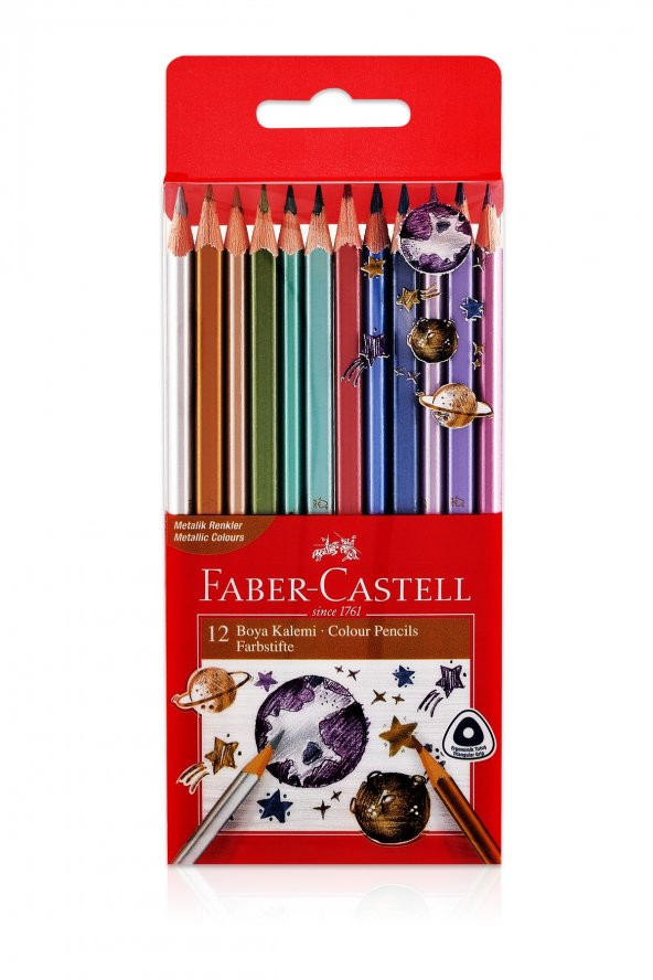 Faber-castell Üçgen Boya Kalemi Metalik 12li