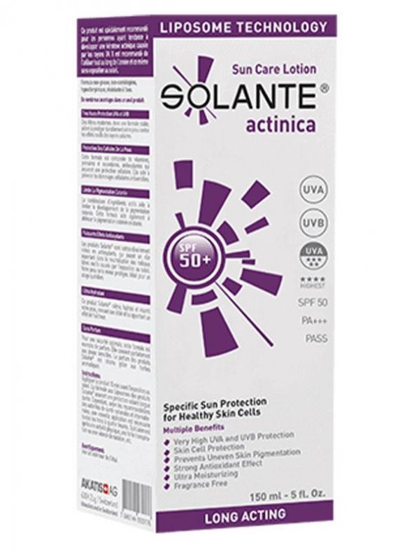 Solante Actinica SPF50+ Güneş Koruyucu Krem 150ml | Çok Hassas Ciltlere Özel - 1