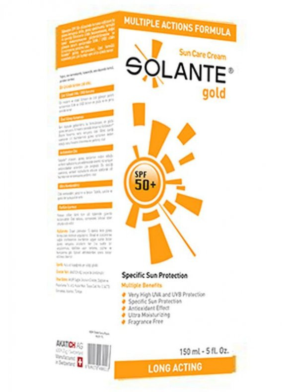 Solante Gold SPF50+ Güneş Koruyucu Krem 150ml | Yağsız, Suya Dayanıklı