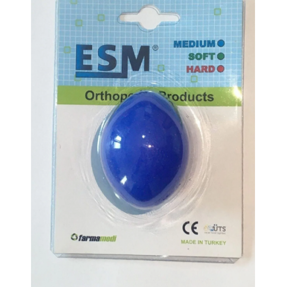 ESM Rehabilitasyon Stres Topu El Parmak Egzersiz Stres Topu (Mavi)