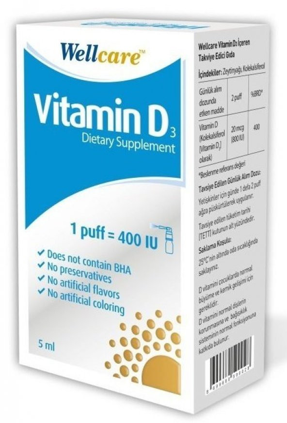 Wellcare Vitamin D3 400IU Sprey 5ml