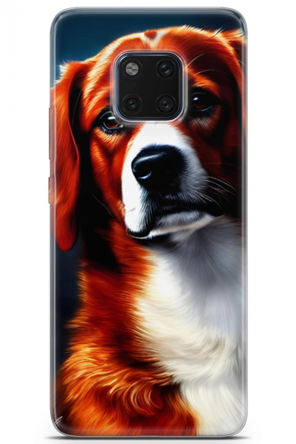 Huawei Mate 20 Pro Uyumlu Kılıf Dogs 21 Spaniel Darbe Önleyici Kapak Kahve