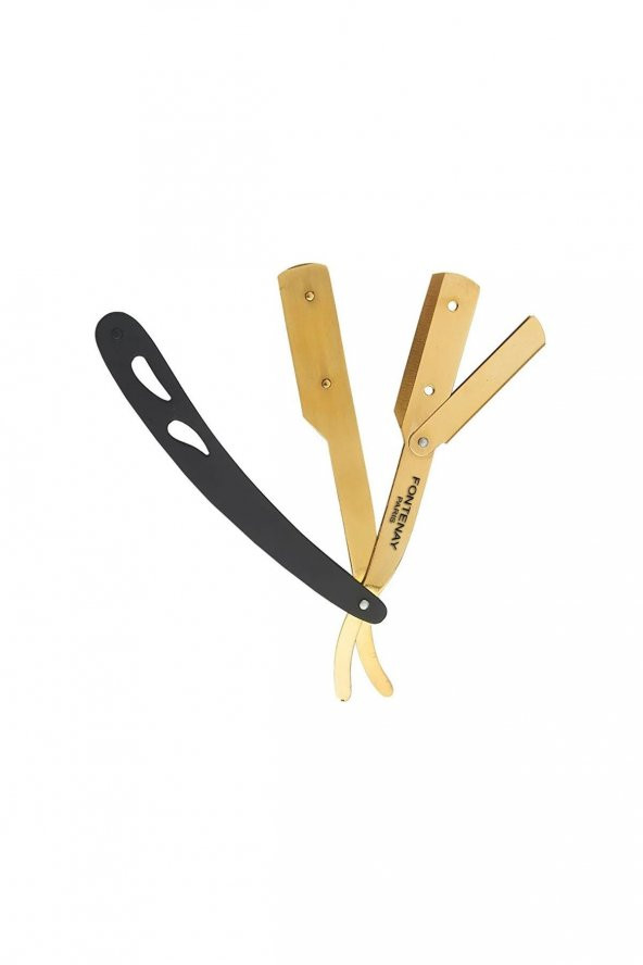 Fontenay Erkek Mat Sarı Siyah Kapaklı Jilet Takılabilir Paslanmaz Çelik Sakal Usturası - Resim 3