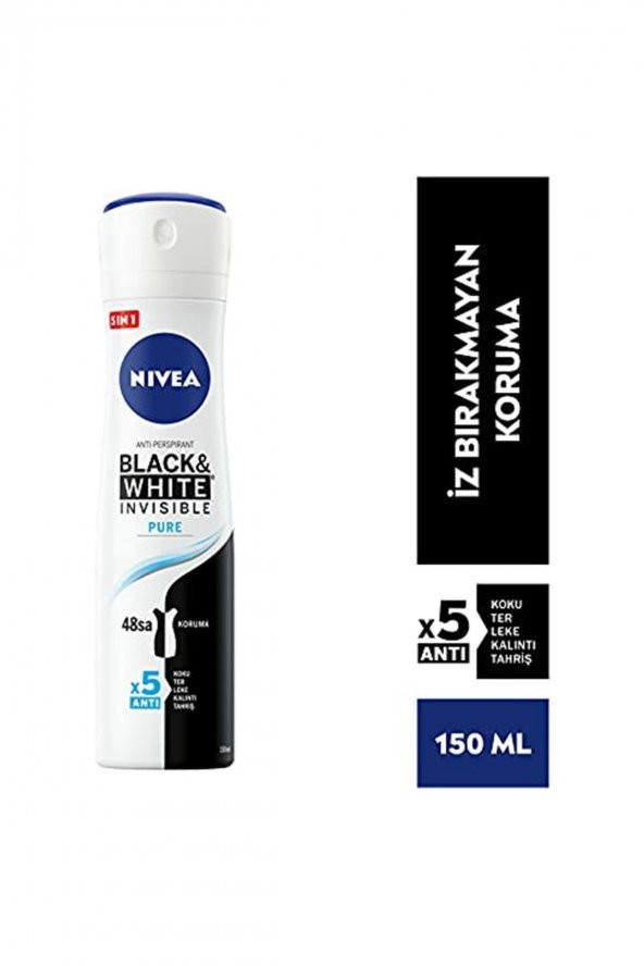 Nıvea Kadın Sprey Deodorant Black&white Invisible Pure 48 Saat