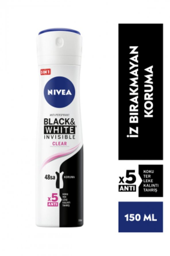 Nivea Invısıble Black&whıte Clear Sprey Deodorant 150ml Kadın 3lü Paket