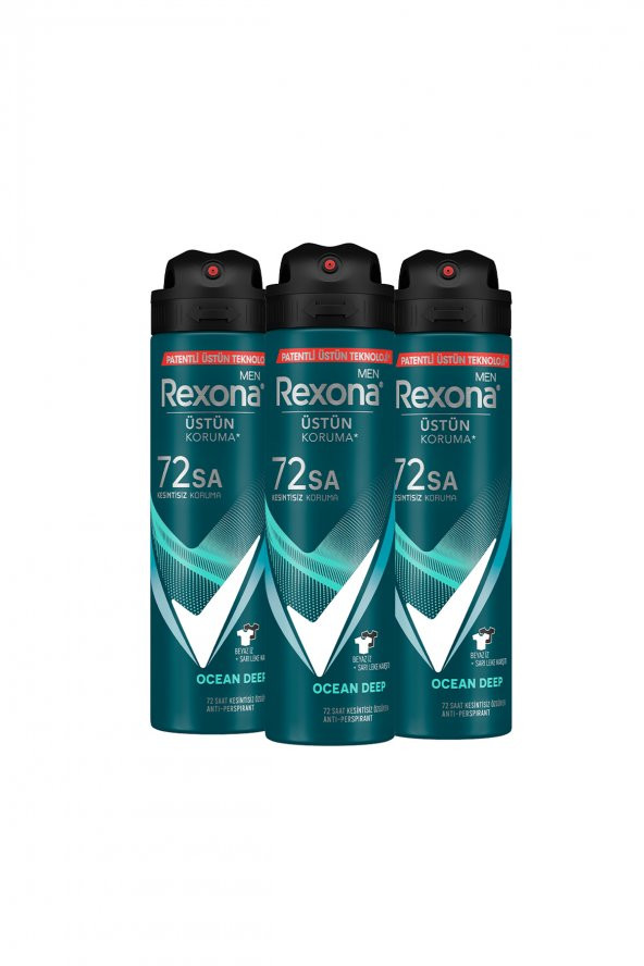 Rexona Men Erkek Sprey Deodorant Invisible Ocean Deep 72 Saat Kesintisiz Üstün Koruma 150 Mlx3 - 3