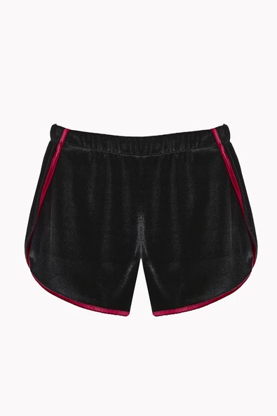 Siyah Tracy Fırfırlı Kadife Şort ürün görseli 1