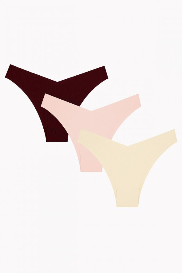 Ten Bordo Cappuccino 3lü Lazer V Shape Brazillian Külot ürün görseli 1