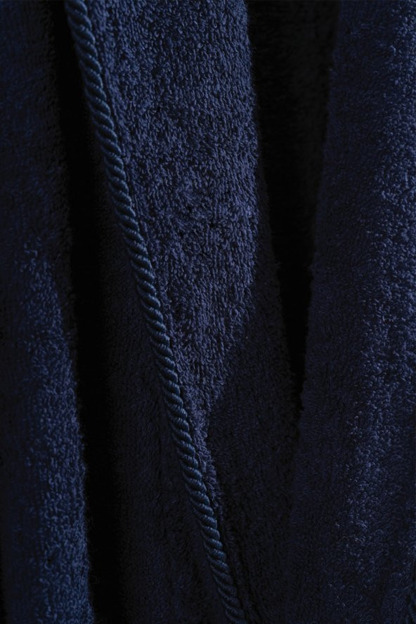 100 Pamuk Deluxe Single Bornoz Seti Lacivert - 2