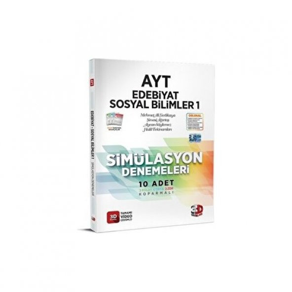 3D Yayınları 2023 AYT Edebiyat - Sosyal Bilimler 1 Simülasyon Denemeleri 3D Yayınları