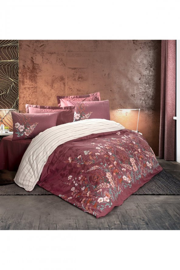 Feminen Çift Kişilik Nevresim Takımı Vina Bordo ürün görseli 1