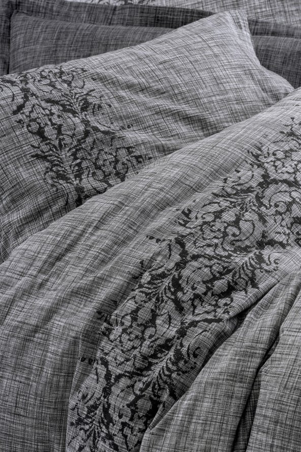 Plain Çift Kişilik Nevresim Takımı Sooty Gri - 2