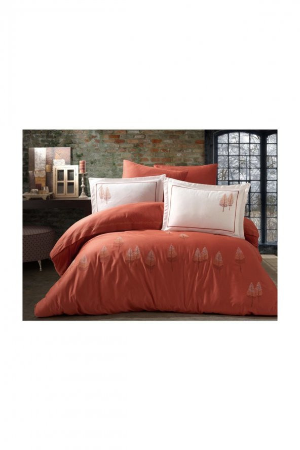 Nakışlı Pamuk Saten Çift Kişilik Nevresim Takımı ürün görseli 1