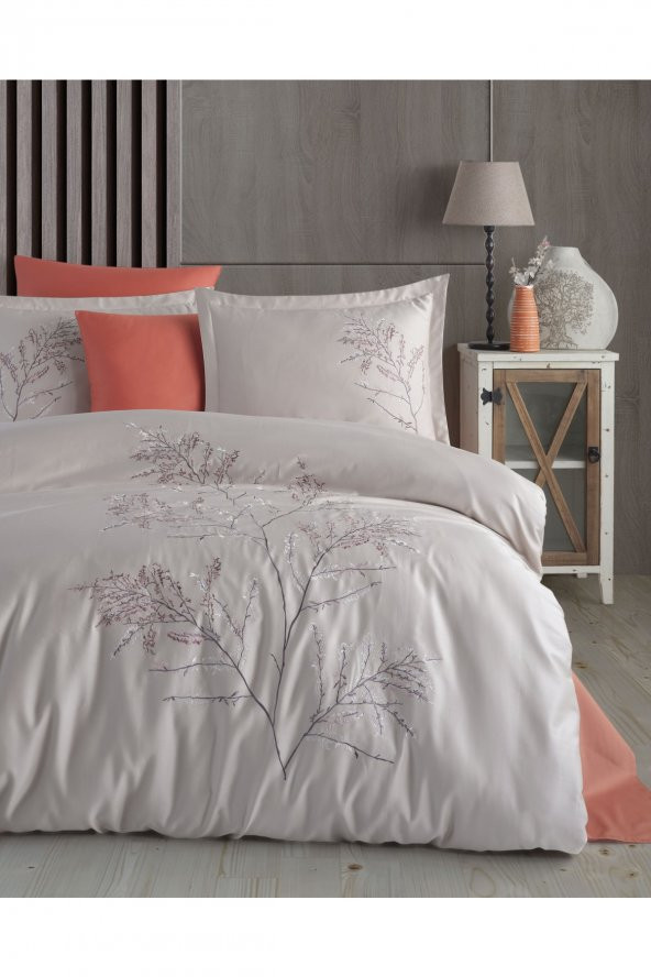 Blesk Bej Nakışlı Nevresim Takımı - 2