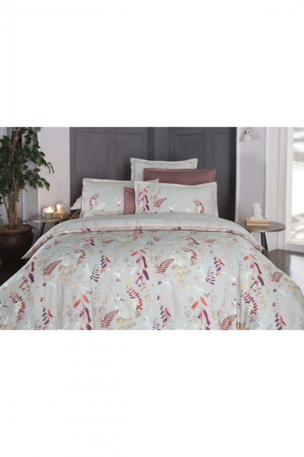 Martina Pamuk Saten Nevresim Takımı King Size Bej ürün görseli 1