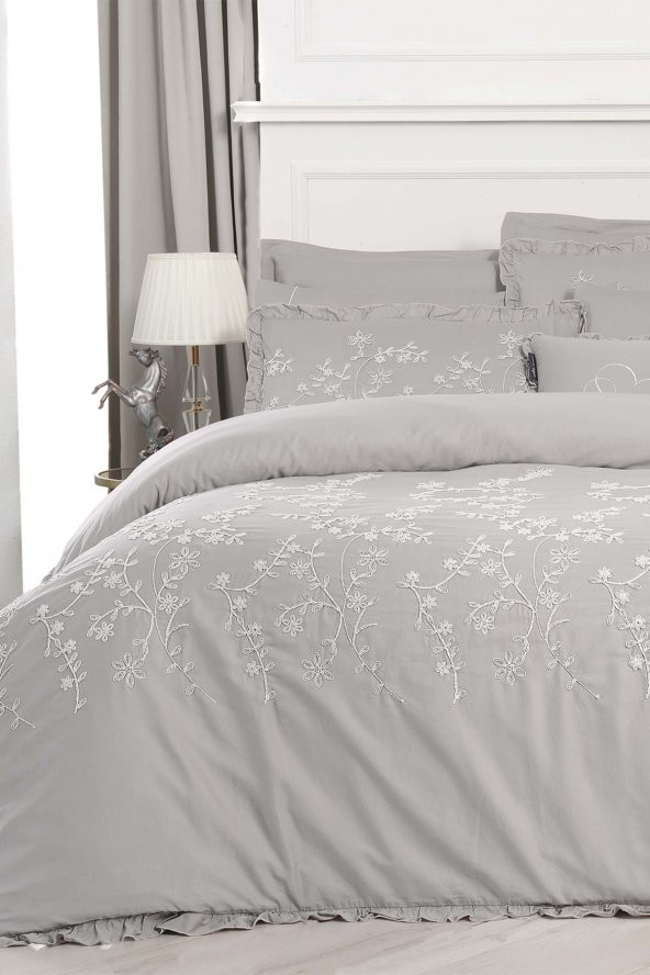 Buda Bej Çift Kişilik 100 Pamuk Saten 300 TC Nevresim Takımı - 3