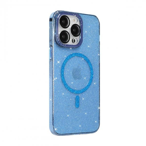 BİKAPAK MAGFIT IPHONE 15 PRO YALDIZLI MAVİ KAPAK ürün görseli