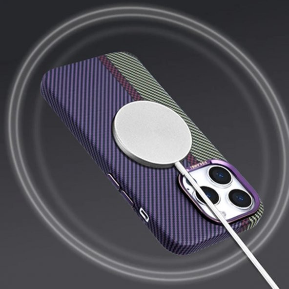 BİKAPAK MAGCARBON IPHONE 15 PRO MAX MOR KAPAK - Resim 2