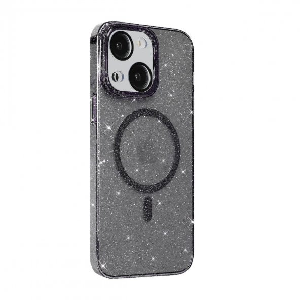 BİKAPAK MAGFIT IPHONE 15 YALDIZLI SİYAH KAPAK ürün görseli
