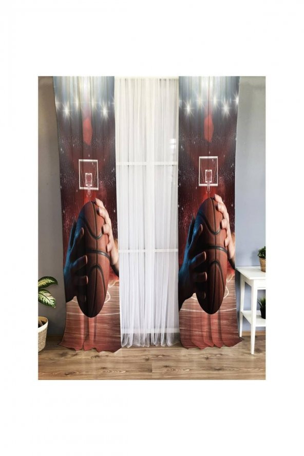 Basketbol Desenli Çocuk Odası Fon Perde