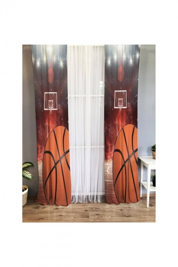 Basketbol Desenli Çocuk Odası Fon Perde