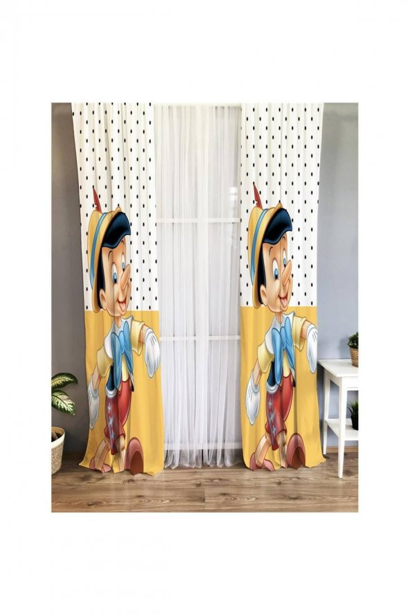 Pinokyo Desenli Çocuk Odası Fon Perde
