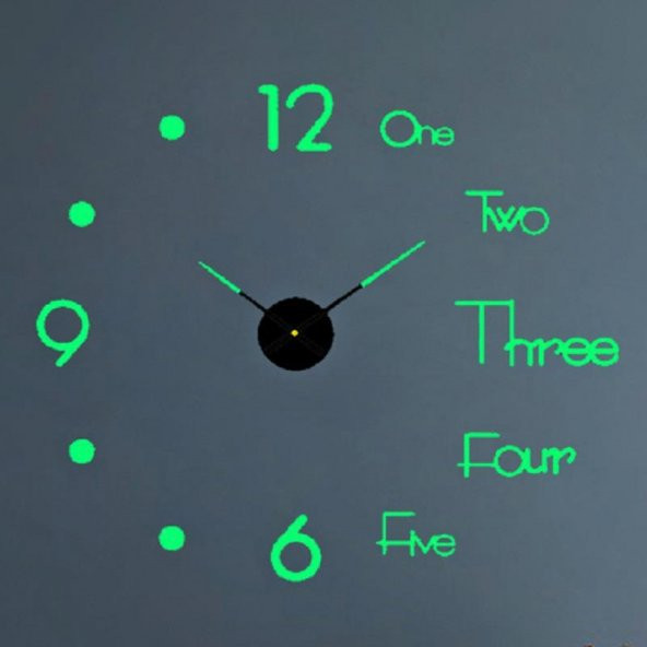 UpWay 40 cm Duvar Saati Sessiz Çerçevesiz Fosforlu Kendinden Yapışkanlı Dekoratif - 2