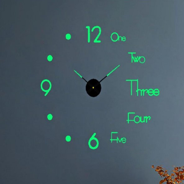 UpWay 40 cm Duvar Saati Sessiz Çerçevesiz Fosforlu Kendinden Yapışkanlı Dekoratif - 4
