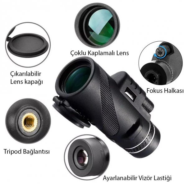 UpWay 80X100 Yüksek Çözünürlüklü Monoküler Teleskop Düşük Gece Görüşlü Monoküler Dürbün - 3