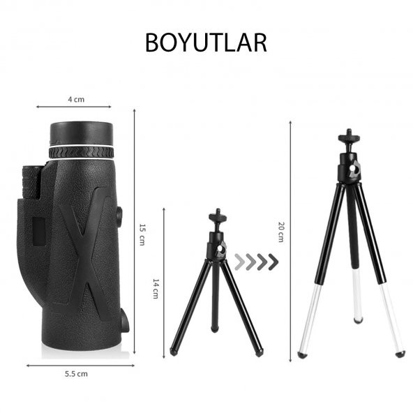 UpWay 80X100 Yüksek Çözünürlüklü Monoküler Teleskop Düşük Gece Görüşlü Monoküler Dürbün - 5