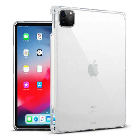 iPad Pro 12.9-inch (2021)-(2020)-(2018) Darbe Emici Şeffaf Silikon Kılıf