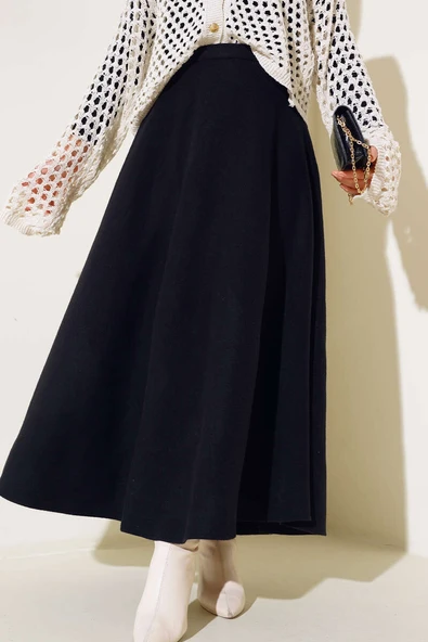 Kaşe Kloş Etek Siyah ürün görseli 1