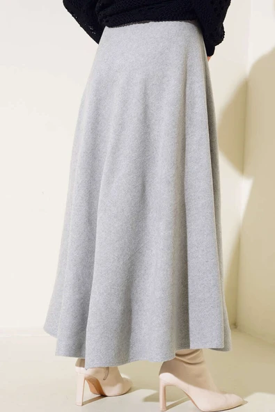 Kaşe Kloş Etek Gri - Resim 3