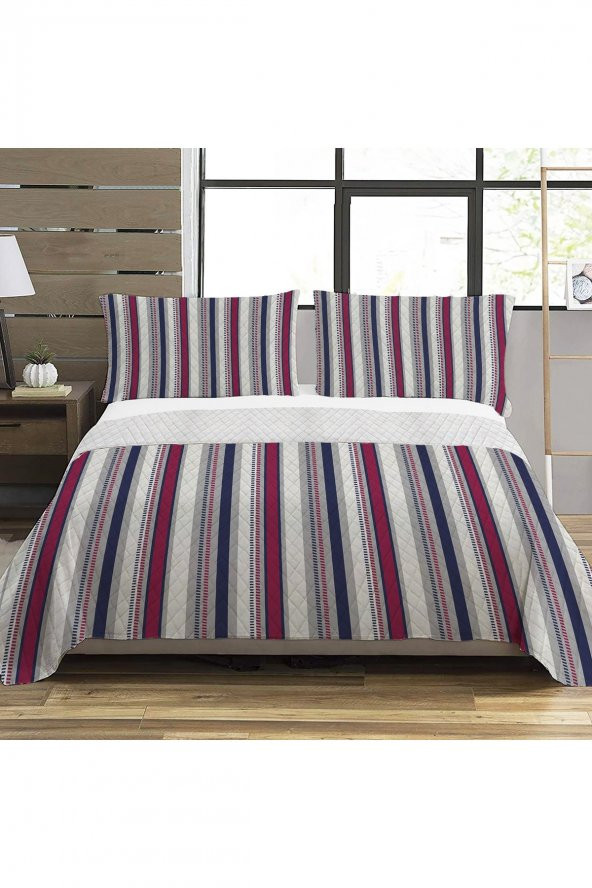 Modern Desen Çift Kişilik Baskılı Pike (200x220 Cm) Renkli