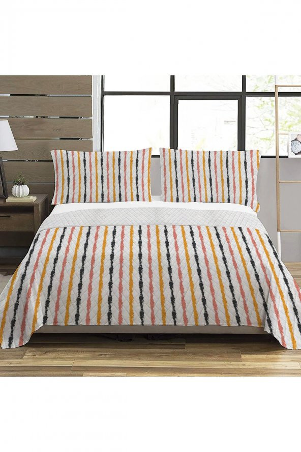 Modern Desen Çift Kişilik Baskılı Pike (200x220 Cm) Renkli