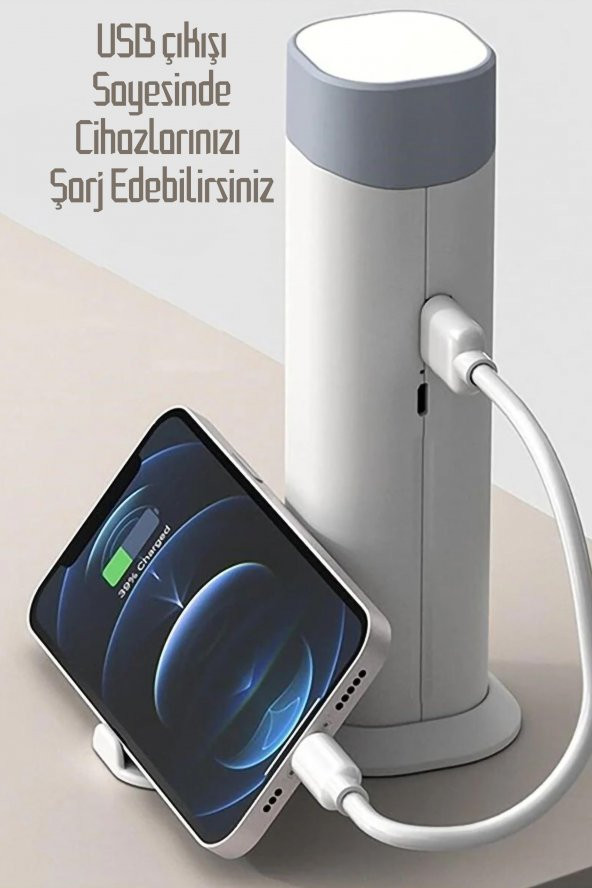 4in1 Şarjlı Masa Lambası Powerbank Özellikli Telefon Standlı Kamp El Feneri Çalışma Okuma Işığı 975 - 3