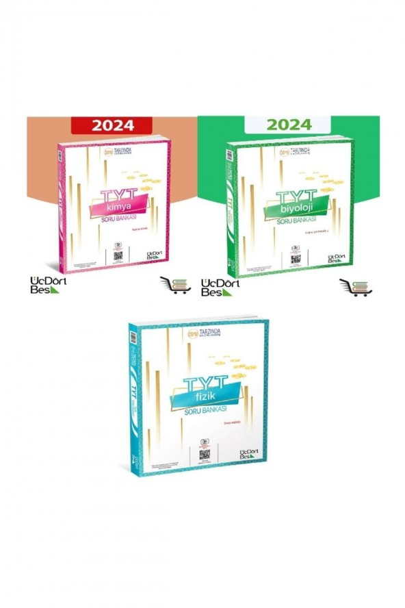 2024 Üç Dört Beş Yayıncılık 345 TYT Biyoloji + Fizik + Kimya Soru Bankası