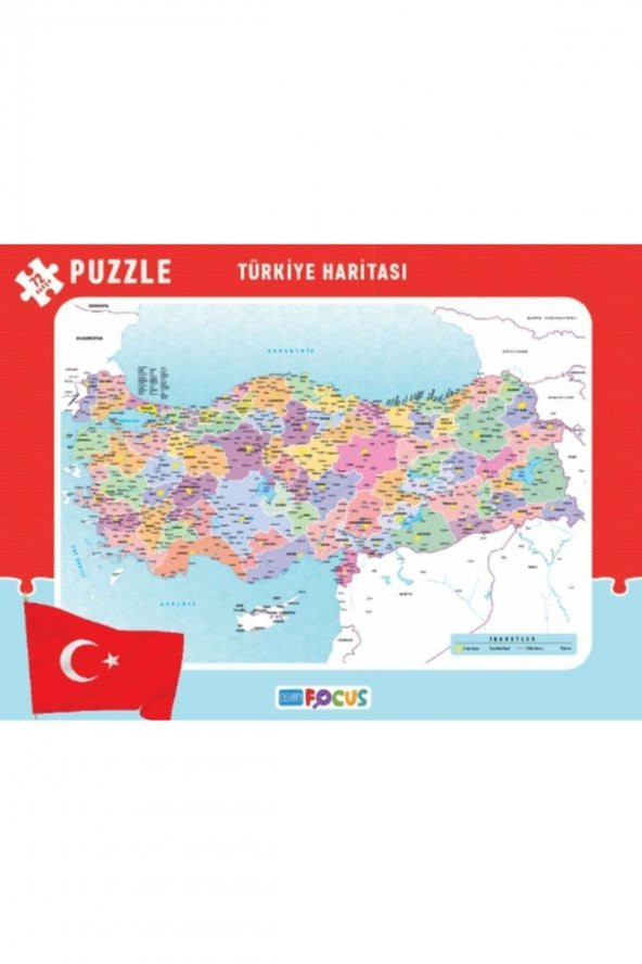 Türkiye Haritası Frame Puzzle Boy 72 Parça