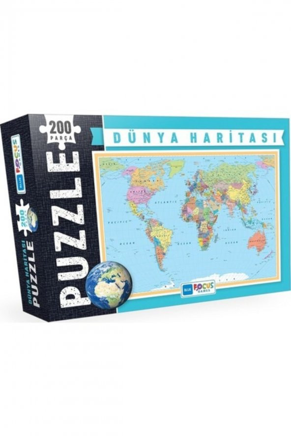 Blue Focus238 200 Parça - Dünya Haritası Puzzle