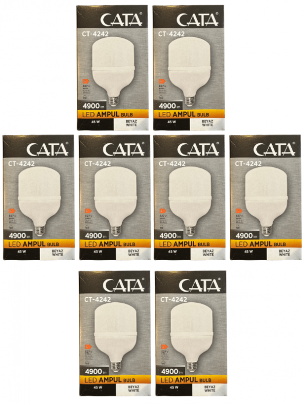 Cata CT-4242 45W 6400K (Beyaz Işık) E27 Duylu Led Torch Ampul (8 Adet)