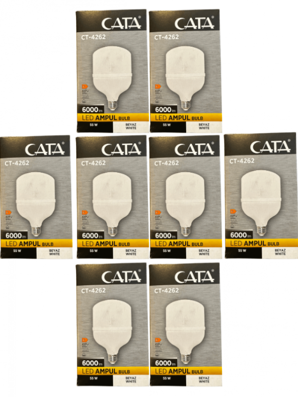 Cata CT-4262 55W 6400K (Beyaz Işık) E27 Duylu Led Torch Ampul (8 Adet)
