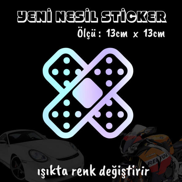 yara bandı oto sticker  2 adet Hologram model Motosiklet kask atv laptop cam uyumlu