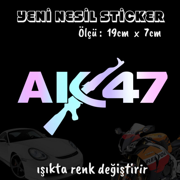 ak47 gun oto sticker Hologram model Motosiklet kask atv laptop cam uyumlu