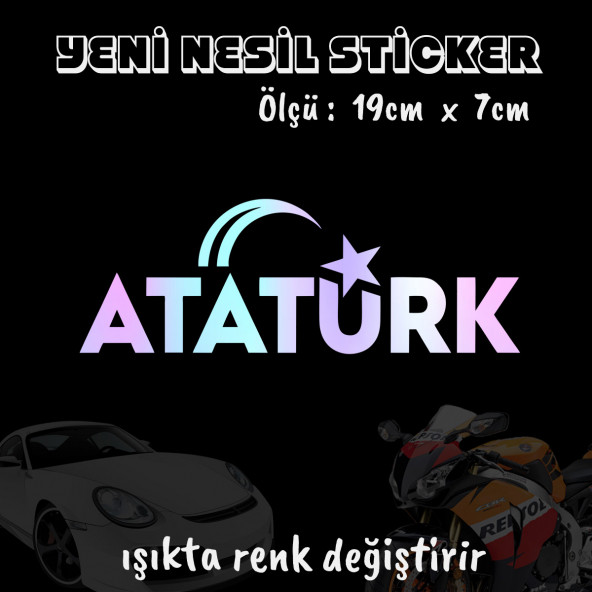 atatürk ayyıldızlı oto sticker 2 adet  Hologram model Motosiklet kask atv laptop cam uyumlu